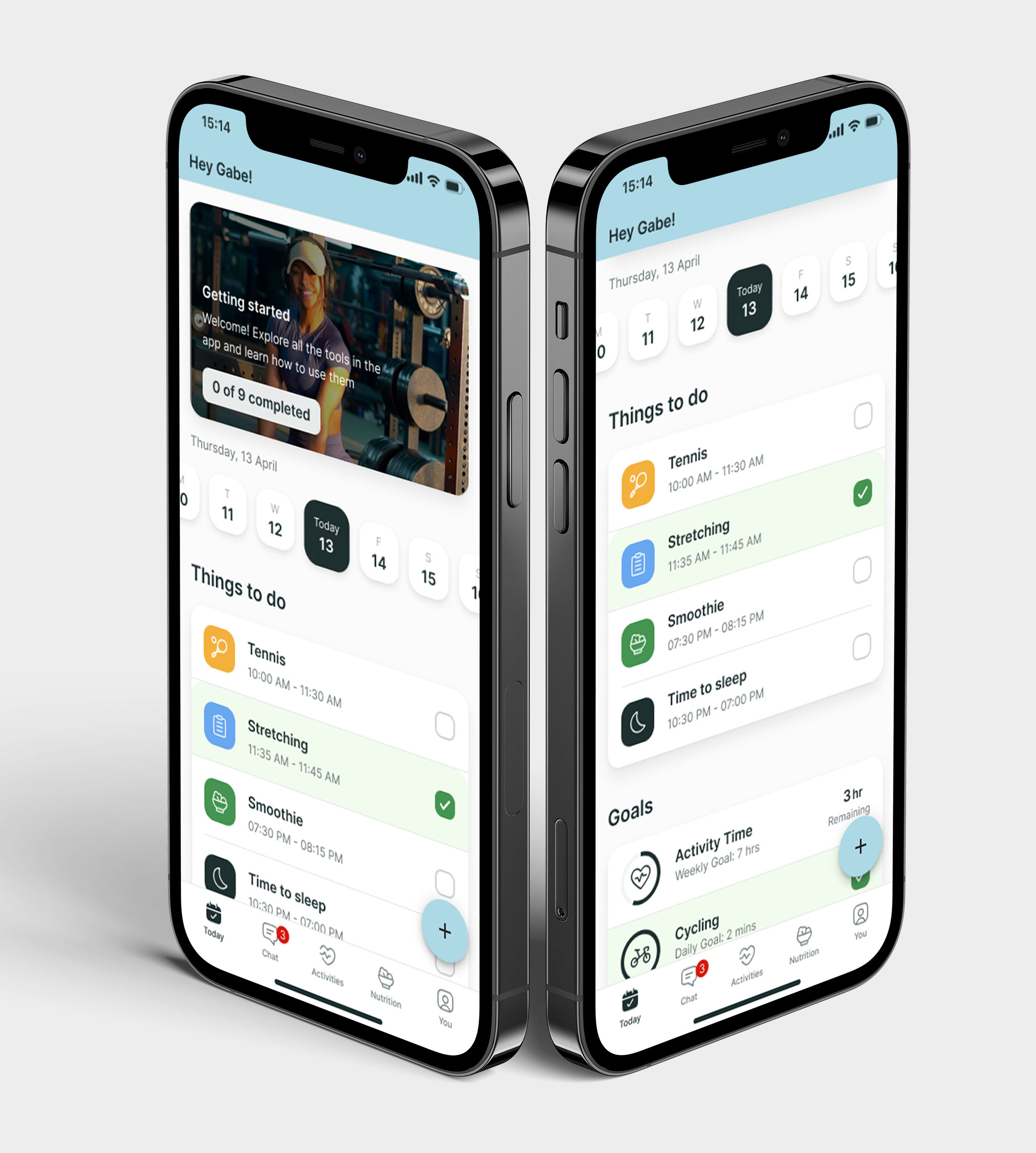 A mockup of the coaching app showcasing the features.